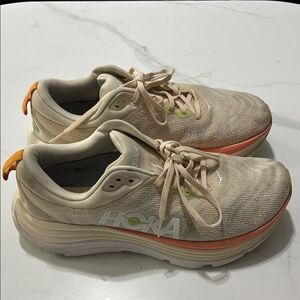 HOKA Women's Cream and Orange Running Shoes